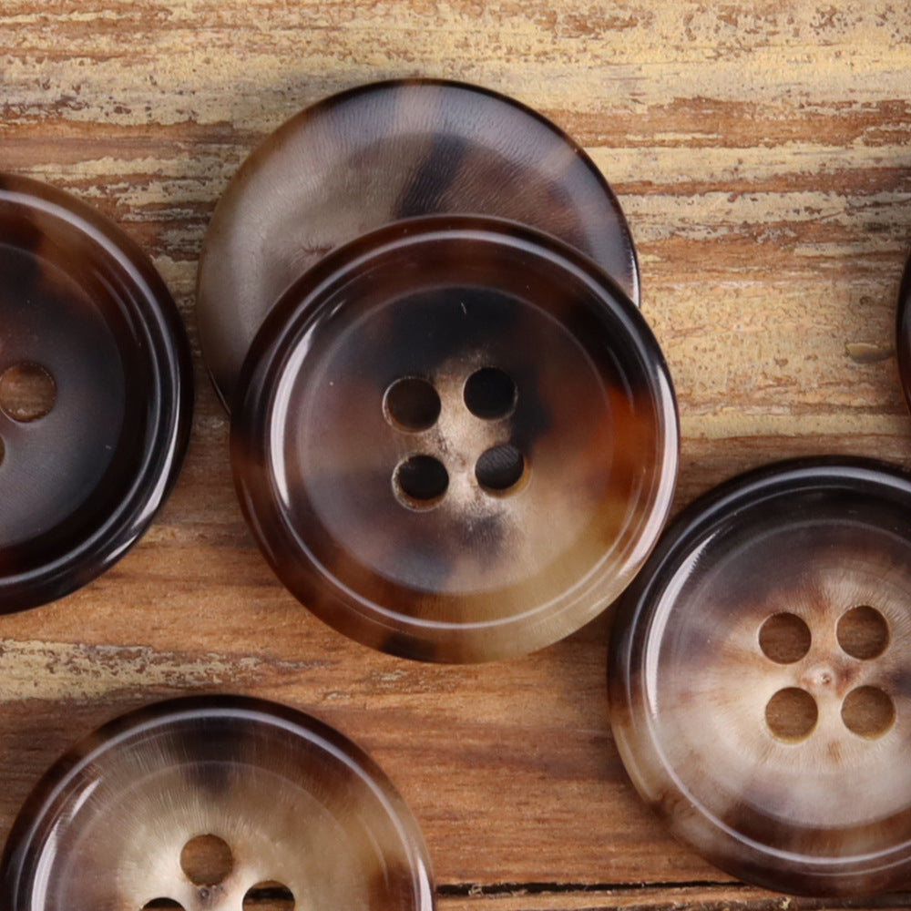 15-25mm Beige Coffee Natural Yellow Cattle Horn Buttons 6pcs
