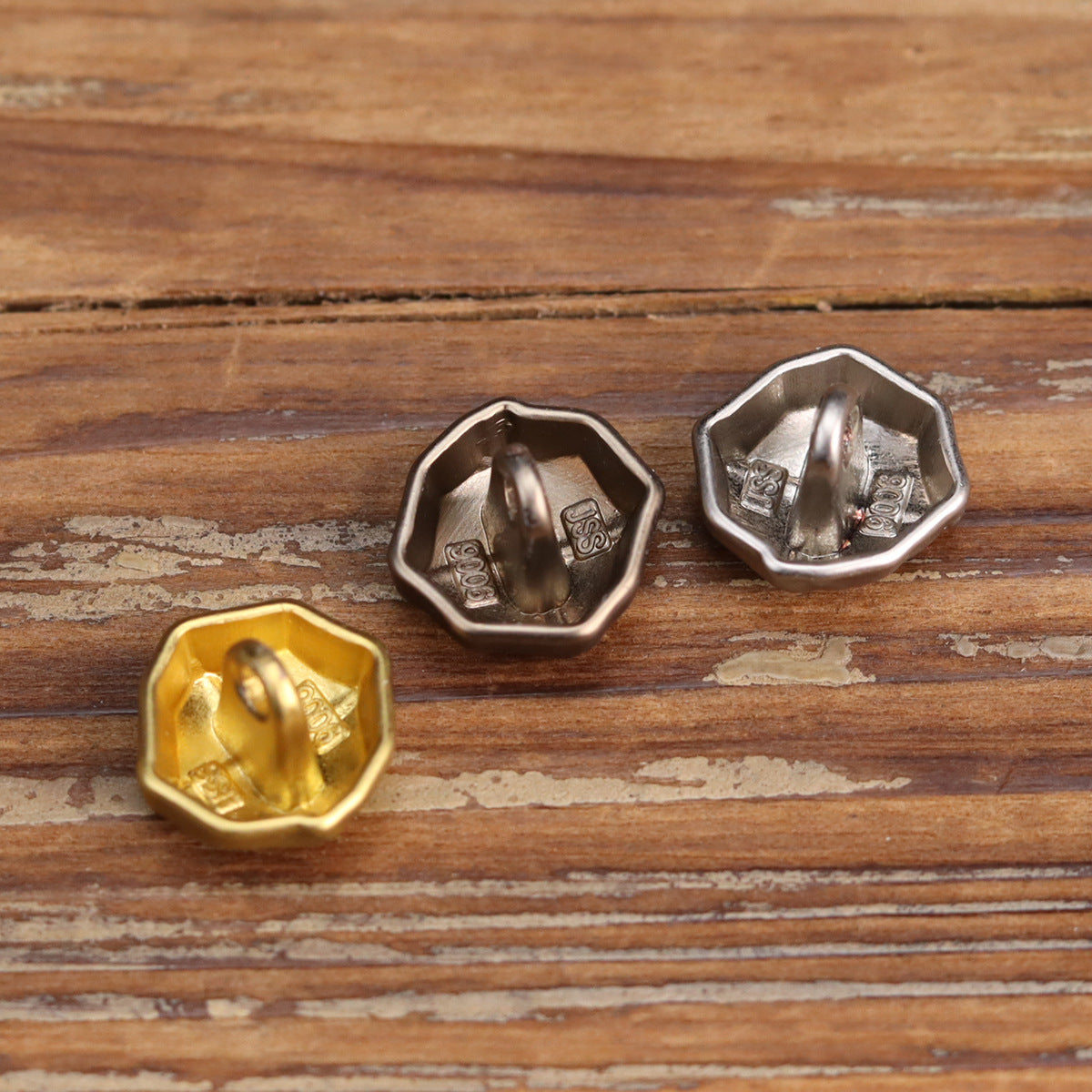 Boutons en métal vintage usés or argent brun - Pack de 18