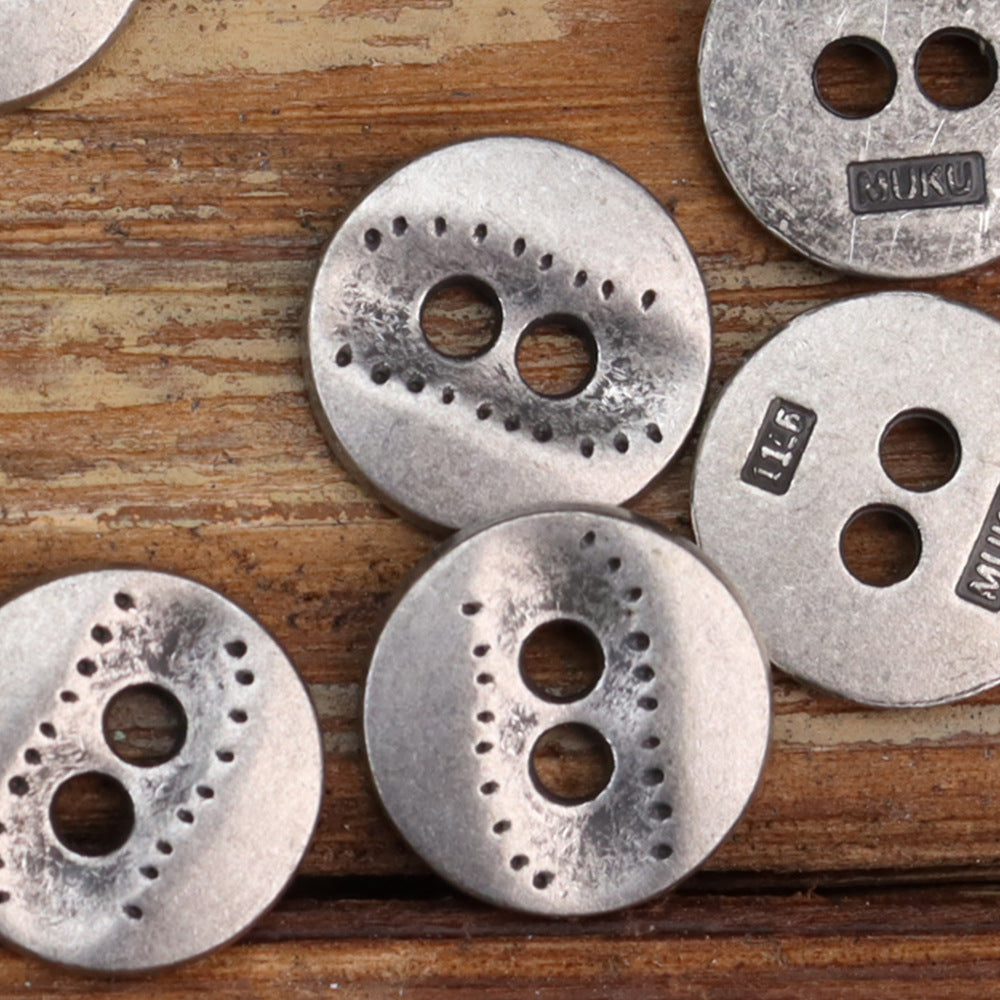 11,5 mm Två-Håls Oregelbundna Texturerade Metallskjortaknappar 24 Pack
