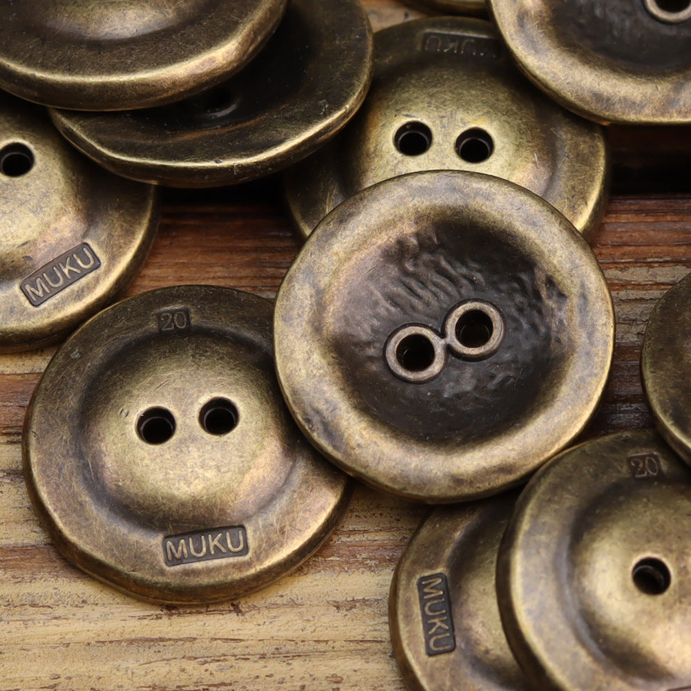 Antiqued Heavy Rust Two-Hole Metal Buttons for Men's Jackets 20 Pack - Lots of Buttons