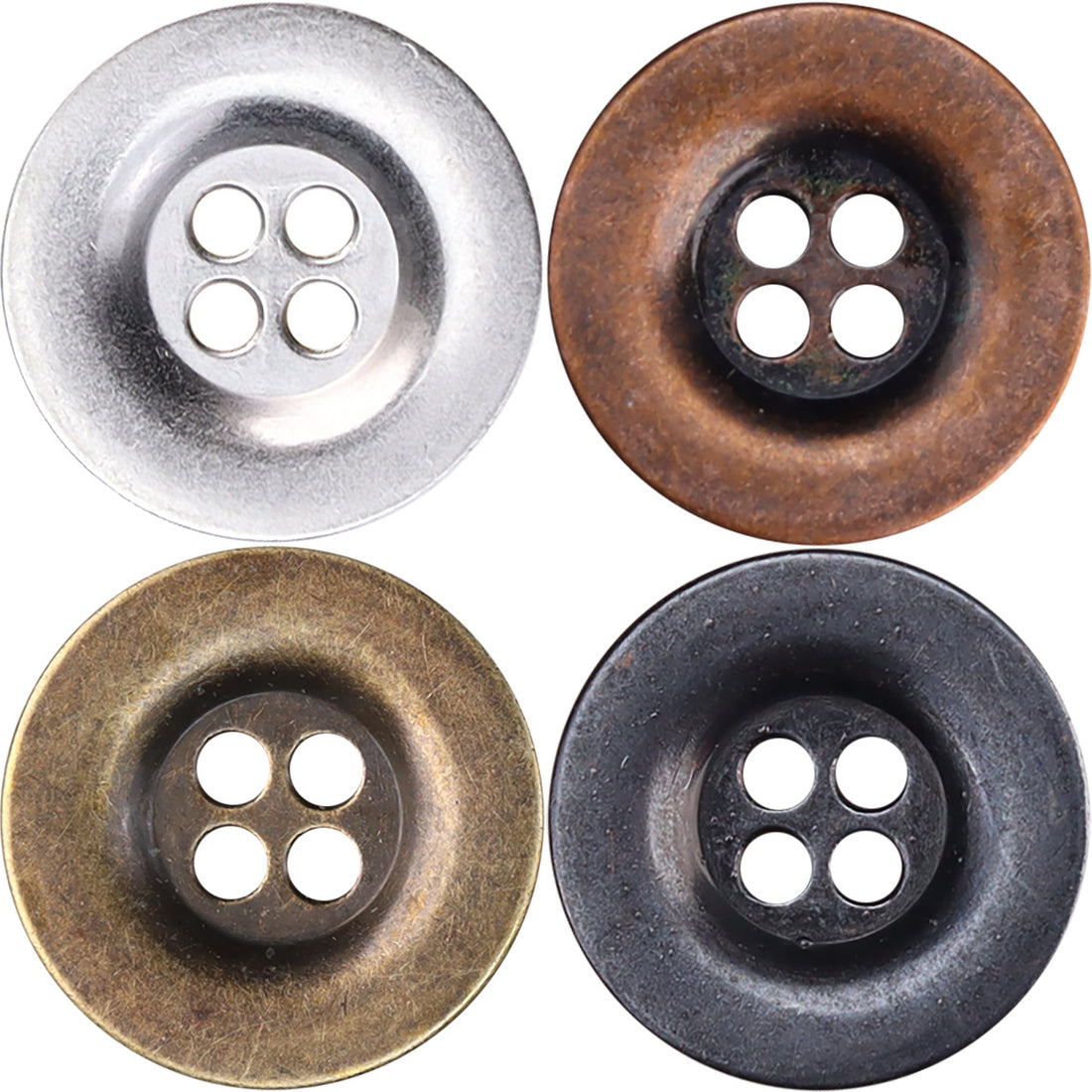 Black Tin Wide-Edged Buttons for Men's Denim Jackets 20 Pack 