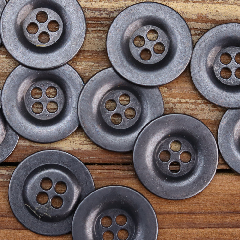 Black Tin Wide-Edged Buttons for Men's Denim Jackets 20 Pack - Lots of Buttons