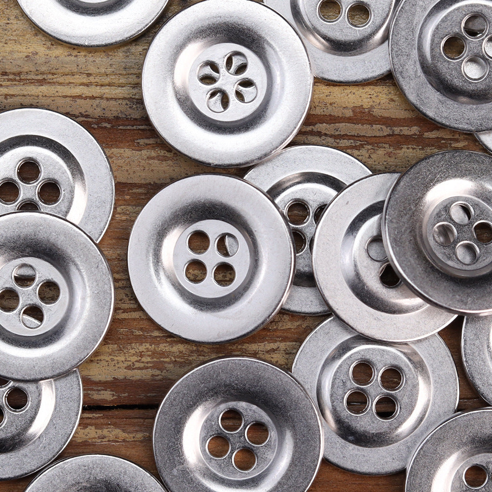 Black Tin Wide-Edged Buttons for Men's Denim Jackets 20 Pack - Lots of Buttons