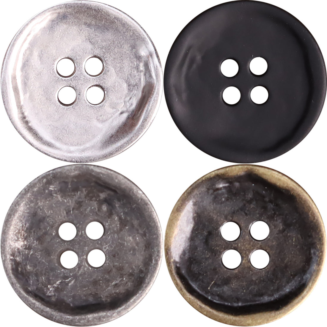 Antique Silver Bronze 4 Hole Metal Buttons for Men's Jackets 20 Pack 