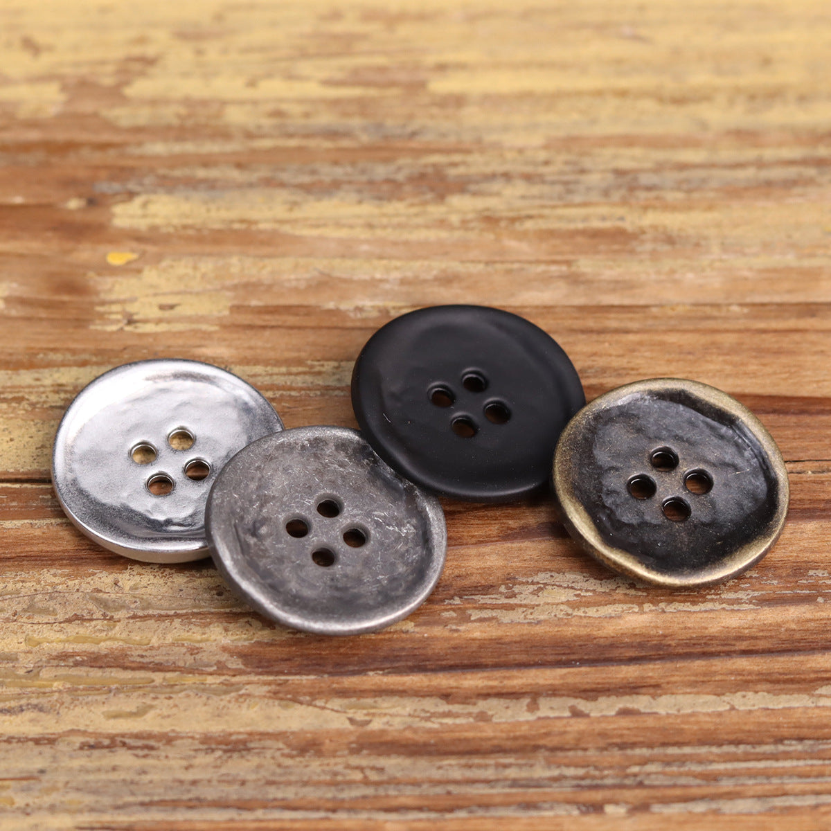 Antique Silver Bronze 4 Hole Metal Buttons for Men's Jackets 20 Pack - Lots of Buttons