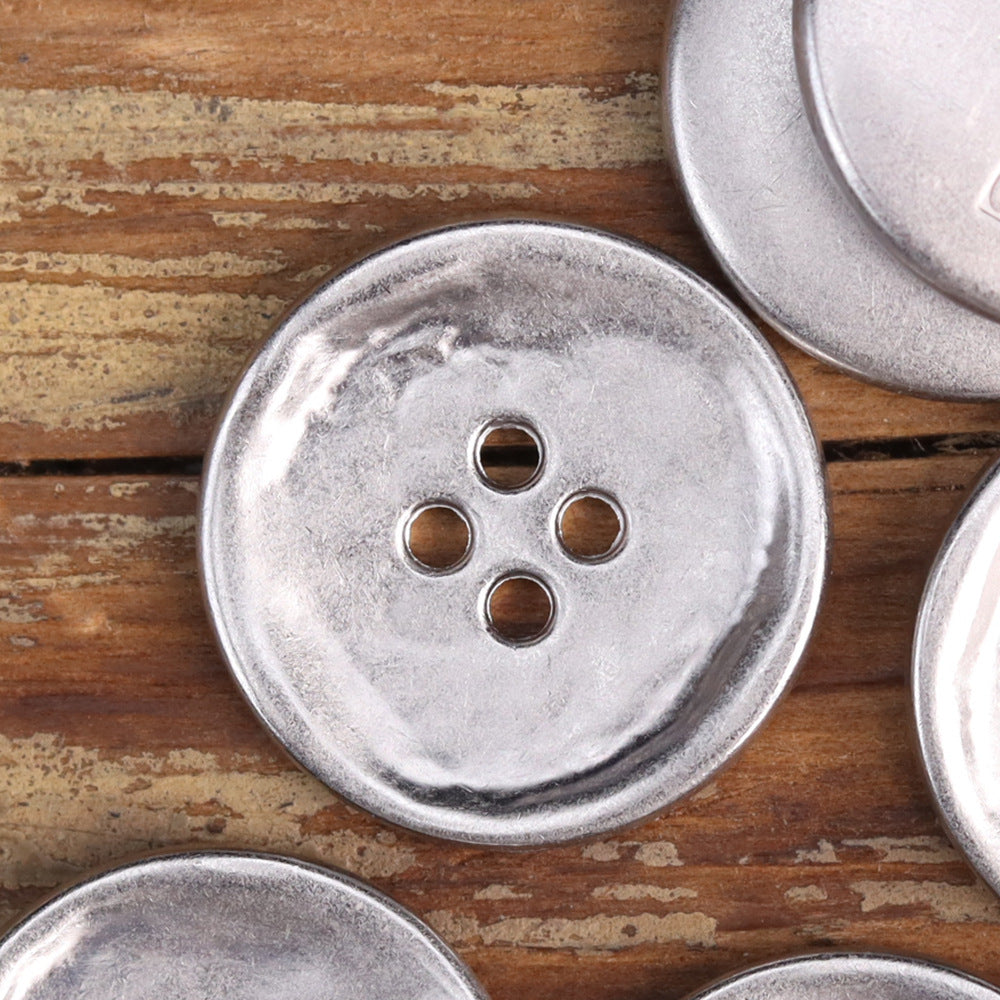 Antique Silver Bronze 4 Hole Metal Buttons for Men's Jackets 20 Pack - Lots of Buttons