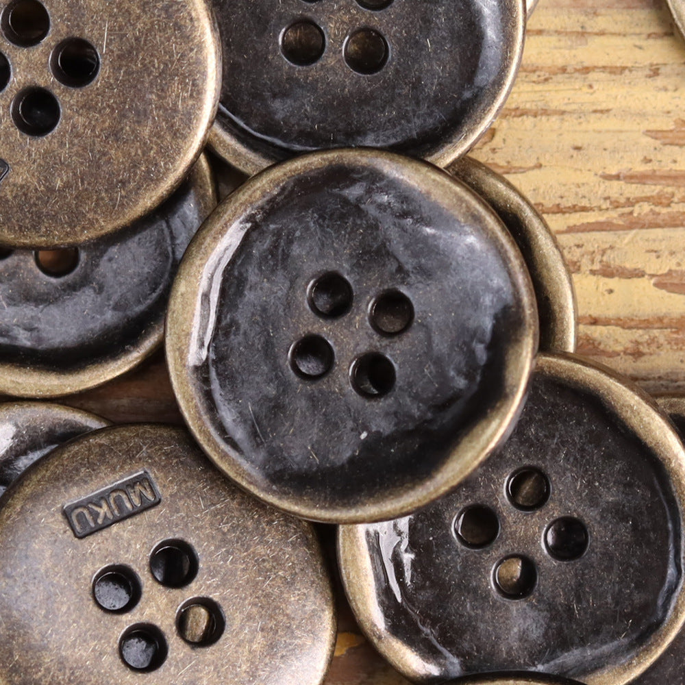 Antique Silver Bronze 4 Hole Metal Buttons for Men's Jackets 20 Pack - Lots of Buttons