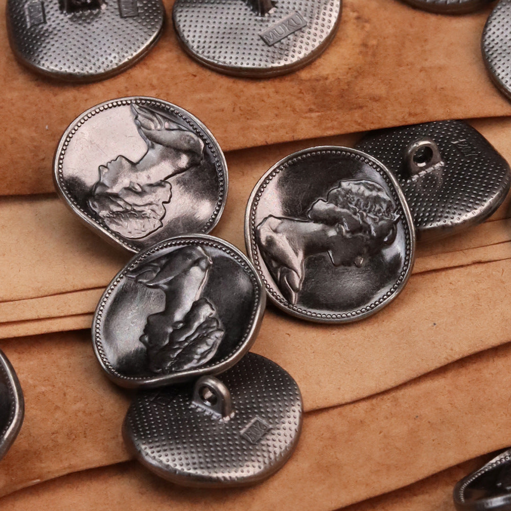 Vintage Beauty Lutande Metall Sy Skank Knappar 18 Pack