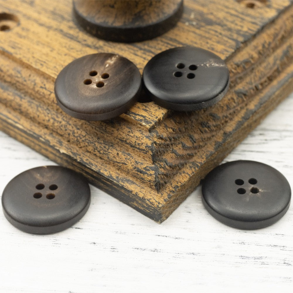 Matte Black Coffee Four-Hole Horn Buttons for Women's Suits 20 Pack - Lots of Buttons