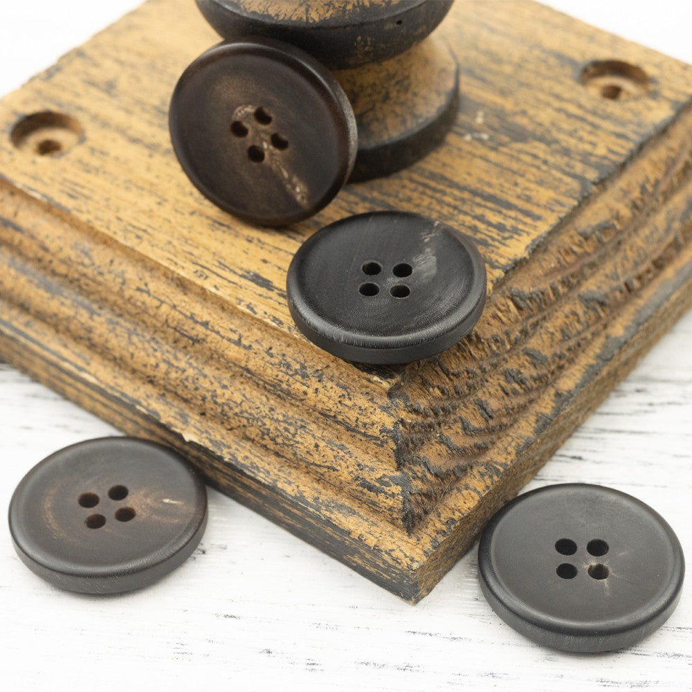Matte Black Coffee Four-Hole Horn Buttons for Women's Suits 20 Pack - Lots of Buttons