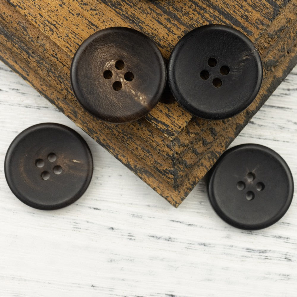 Matte Black Coffee Four-Hole Horn Buttons for Women's Suits 20 Pack - Lots of Buttons