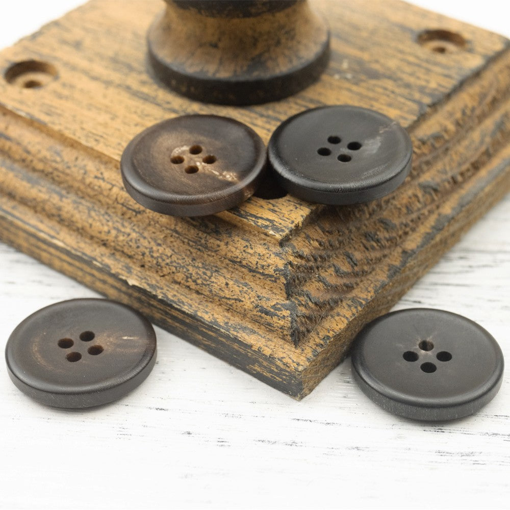 Matte Black Coffee Four-Hole Horn Buttons for Women's Suits 20 Pack - Lots of Buttons
