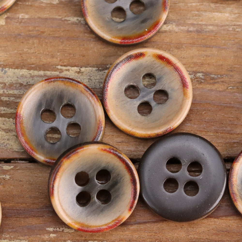 11,5 mm brandbrända skålformade resin skjortknappar 60-pack