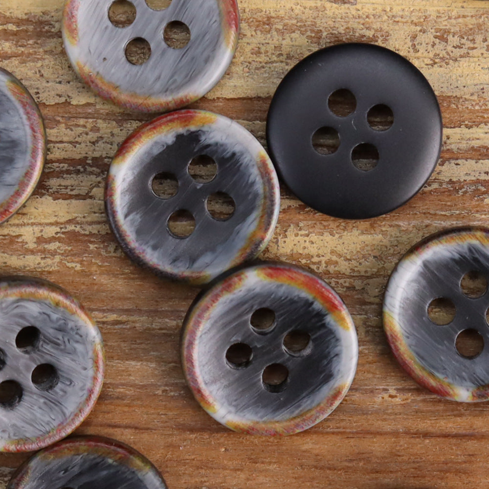 11,5 mm brandbrända skålformade resin skjortknappar 60-pack