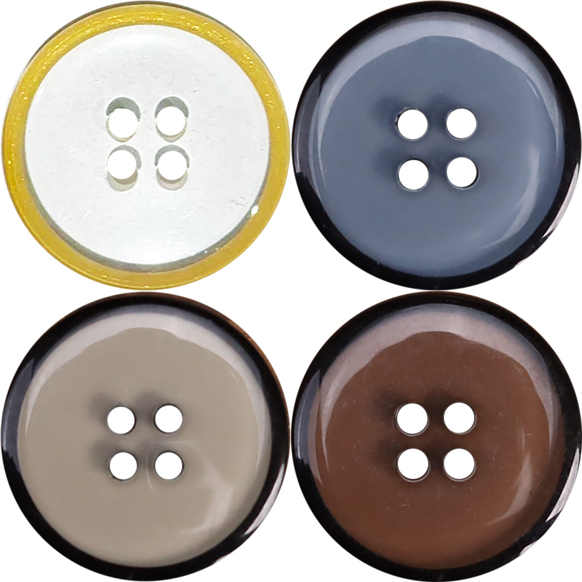 Classic Resin Four-Hole Transparent Buttons for Men's Jackets 48 Pack - Lots of Buttons
