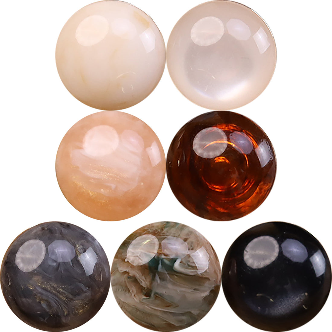 Chinese Style Cat's Eye Resin Metal Combination Buttons 35 Pack - Lots of Buttons