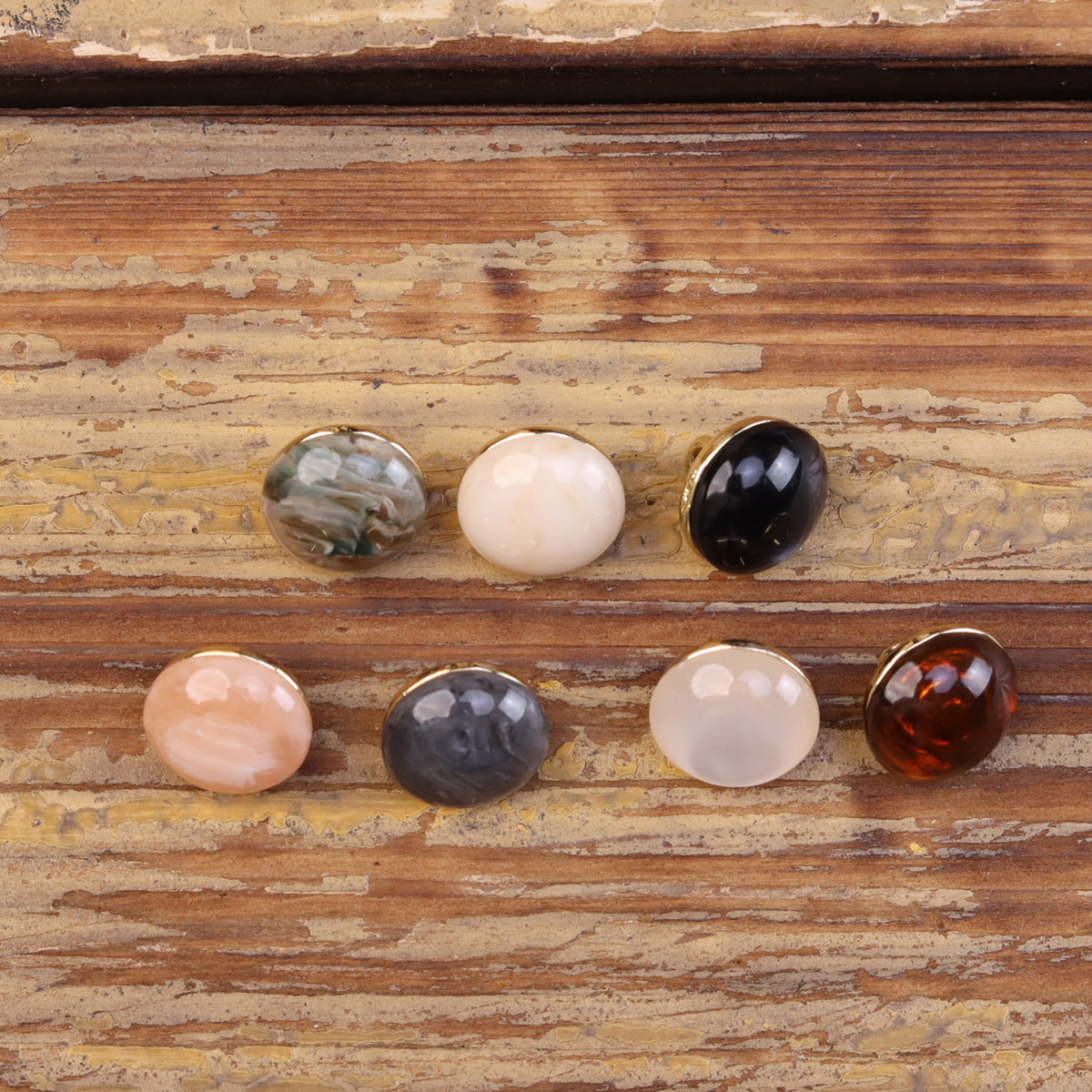 Chinese Style Cat's Eye Resin Metal Combination Buttons 35 Pack - Lots of Buttons