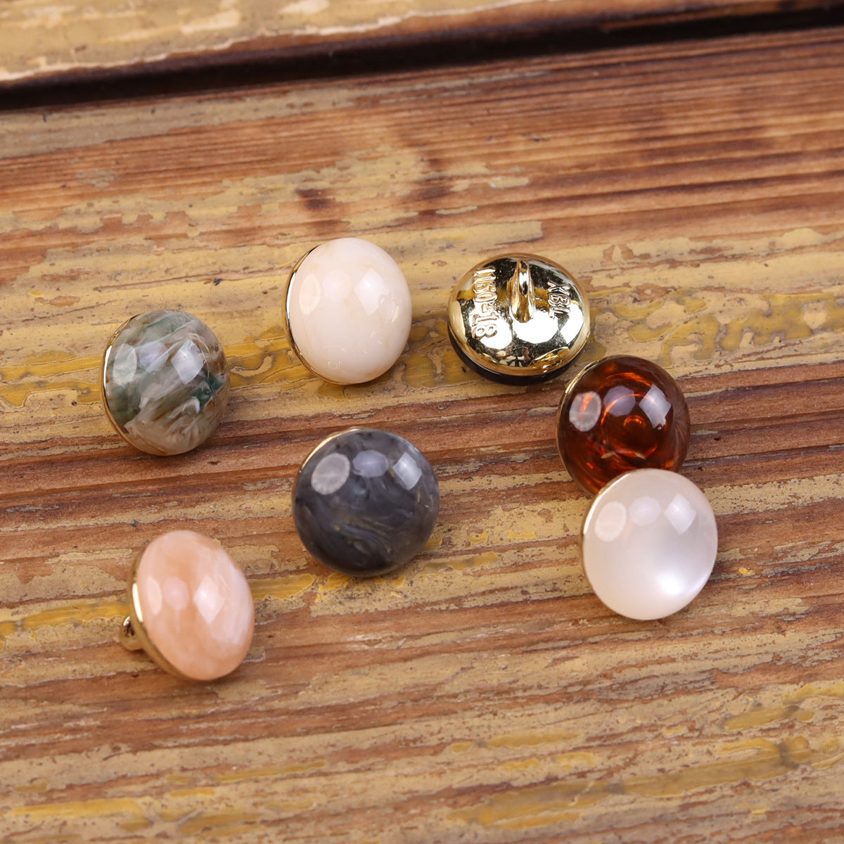 Chinese Style Cat's Eye Resin Metal Combination Buttons 35 Pack - Lots of Buttons