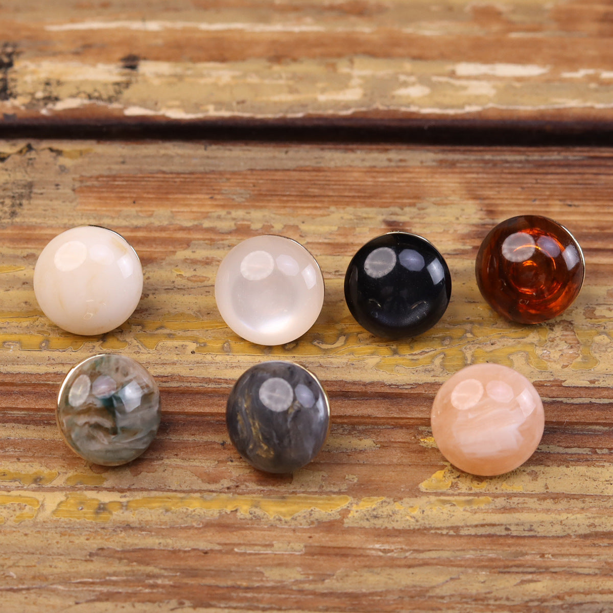 Chinese Style Cat's Eye Resin Metal Combination Buttons 35 Pack - Lots of Buttons