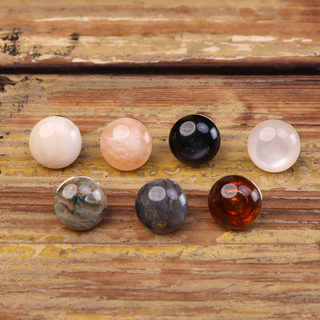 Chinese Style Cat's Eye Resin Metal Combination Buttons 35 Pack - Lots of Buttons