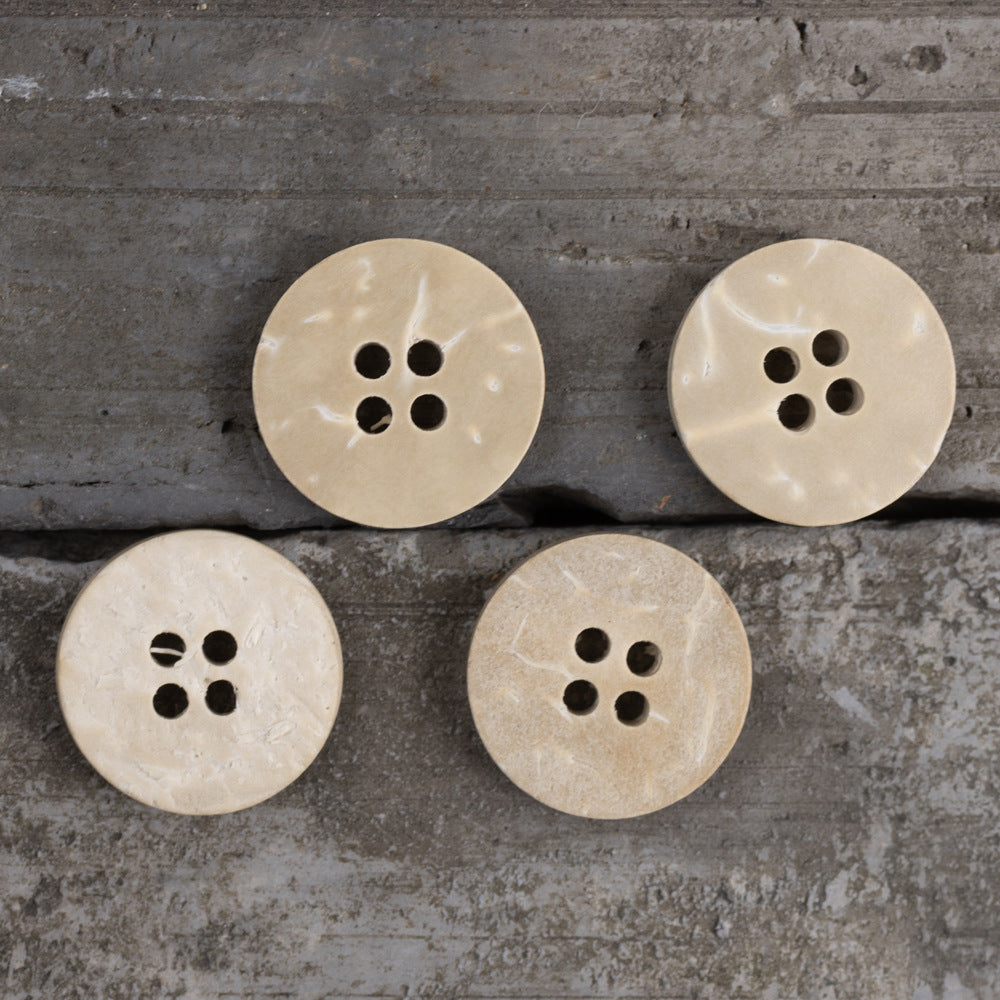 18-44L Off-White Coconut Shell Vintage Flat Two-Hole Buttons 40 Pack