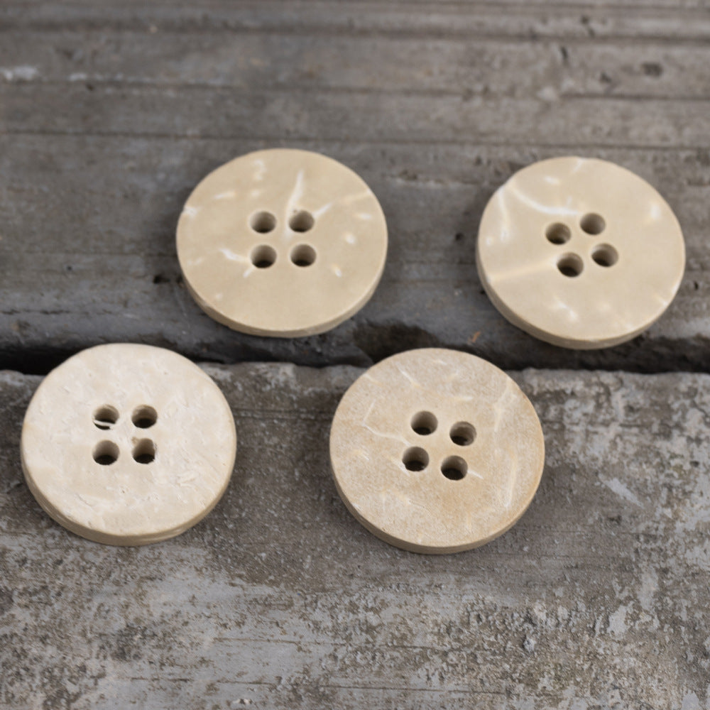 18-44L Off-White Coconut Shell Vintage Flat Two-Hole Buttons 40 Pack