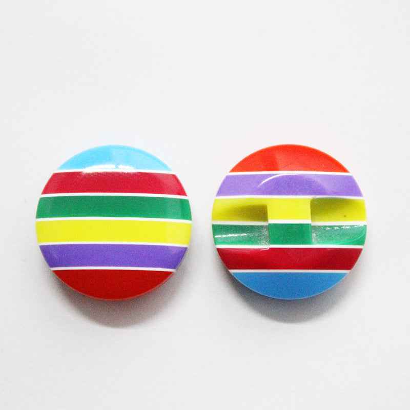 Colorful Striped Hidden Hole Resin Buttons for Knitwear 100 Pack
