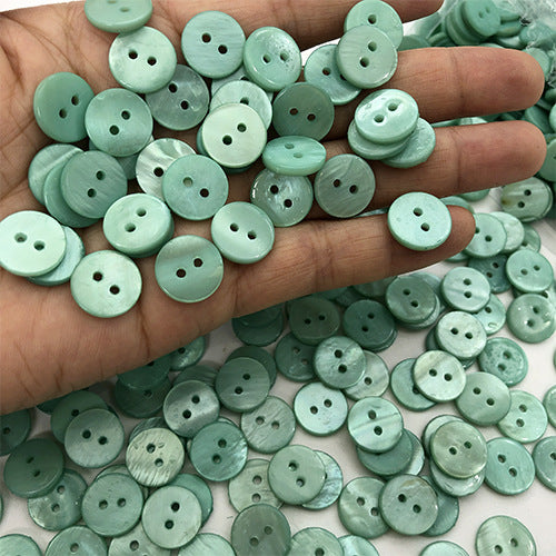 9/10/12.5mm Round 2-Hole Natural Shell Colorful Shirt Buttons 70 Pack