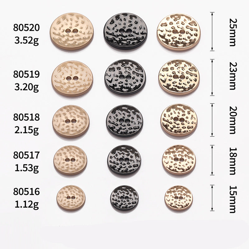 Concave Textured 2-Hole Metal Buttons Set of 20 – Gold Black Sand Gold