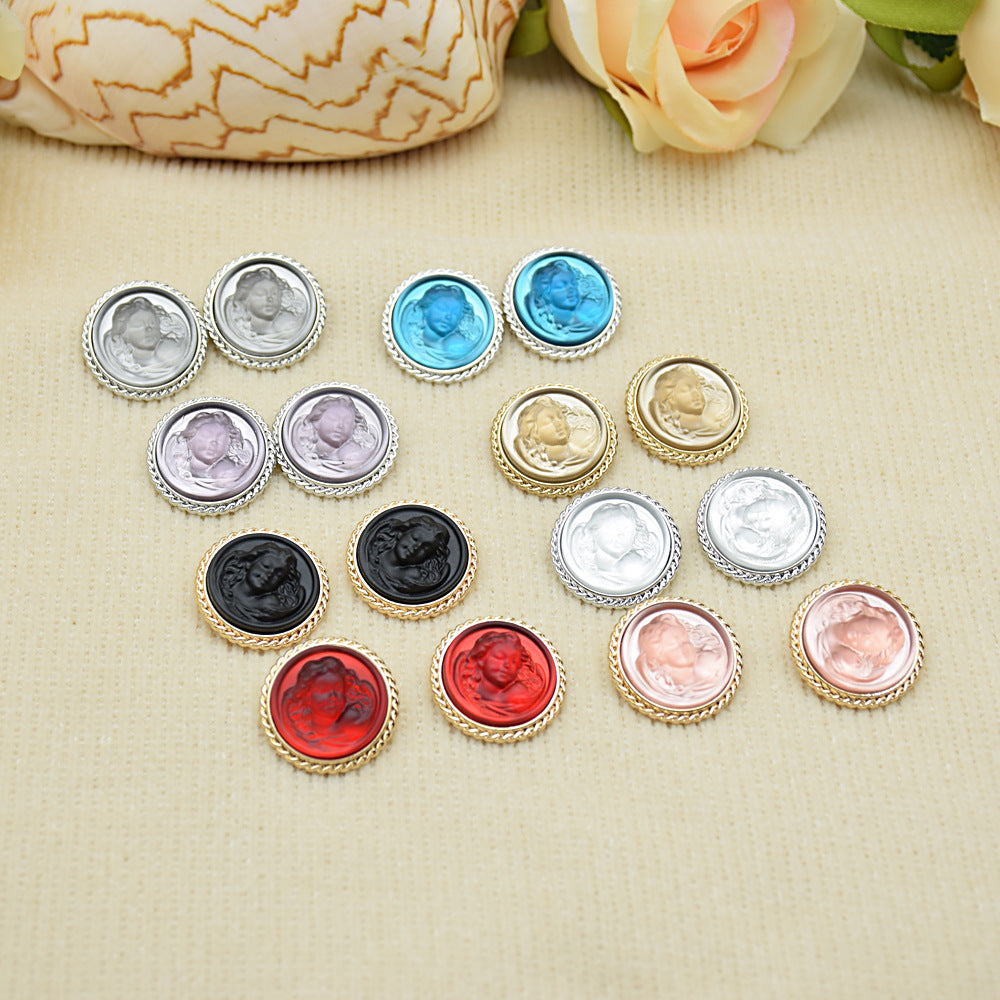 Classic Lady Portrait Resin Metal Buttons – 20-Piece (18mm/22mm)