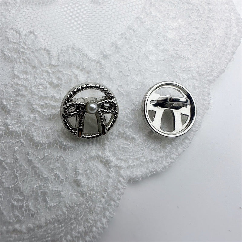 11.5MM Gold/Silver French Vintage Metal Hollow Bow Shirt Buttons 30pcs