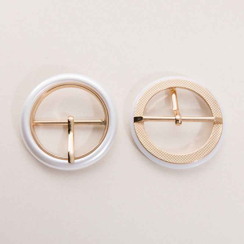 50mm Pearl White Resin Metal Round Adjustable Belt Buckle 20pcs