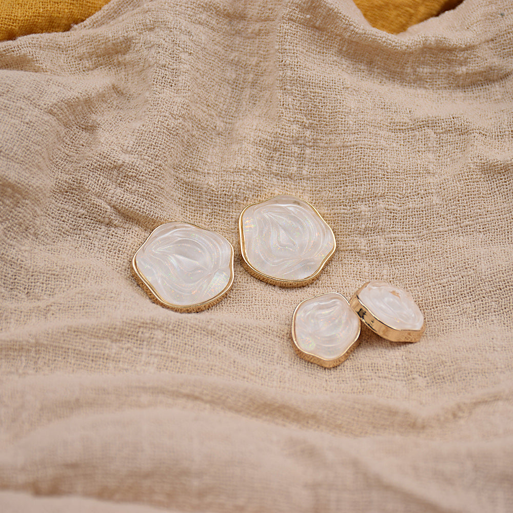 Floral Mosaic Transparent Floral Resin Metal Buttons 20-Pack