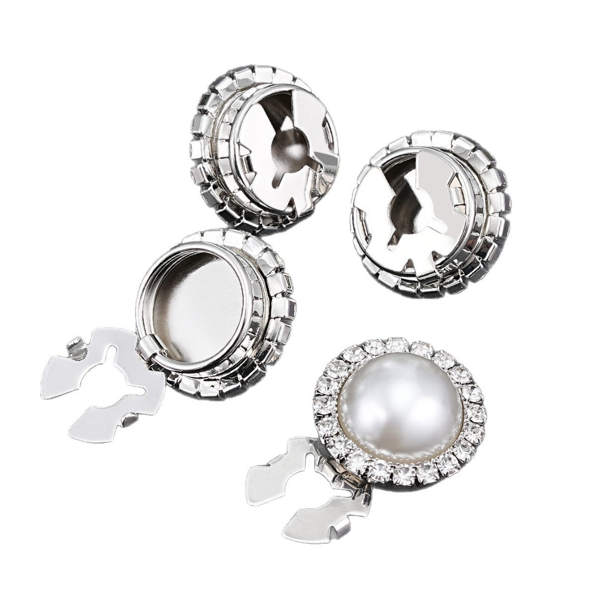 32L 20mm Copper Rhinestone Chain Clamp Decorative Buttons 6 Pack