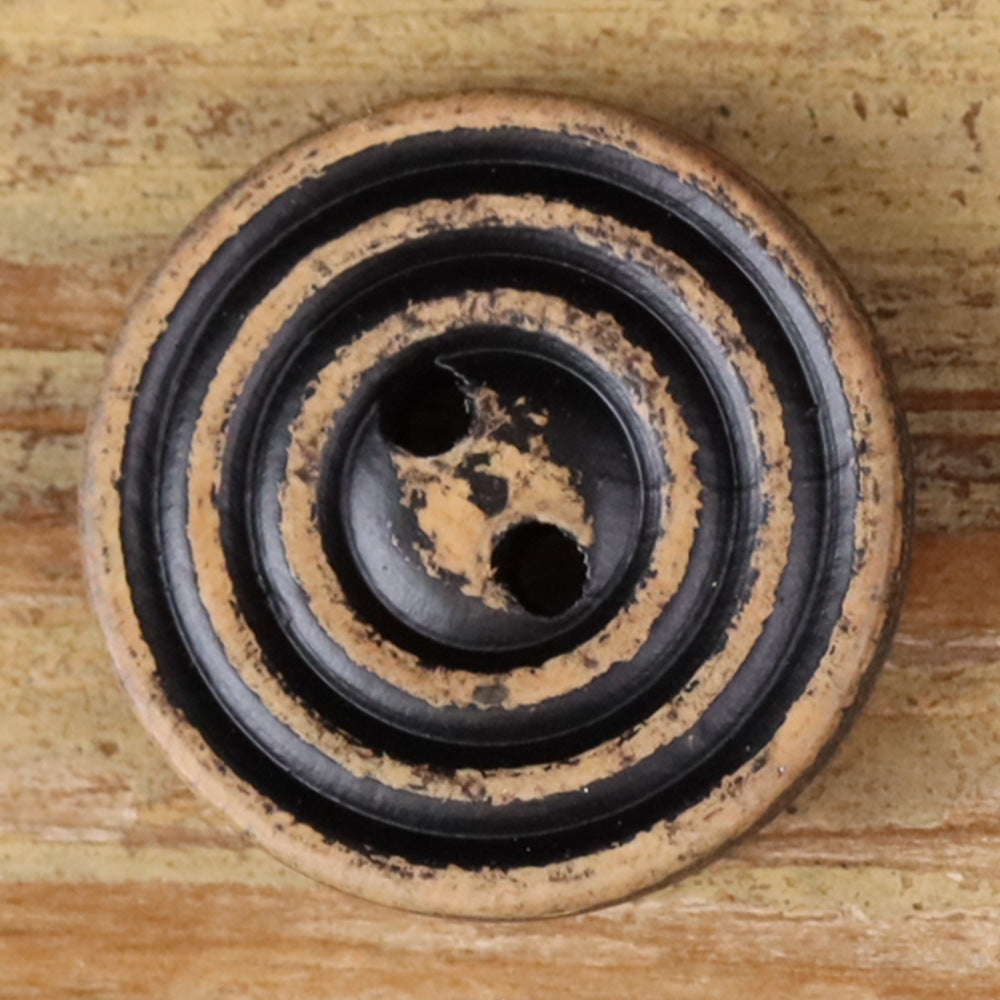Vintage Wood Double-Ring Round 2-Hole Buttons 30pcs for Children's Clothing