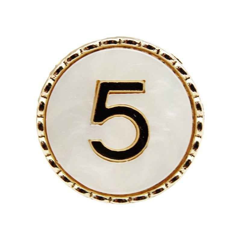 18mm Gold-Trimmed Number 5 Resin Metal Shank Buttons 20pcs