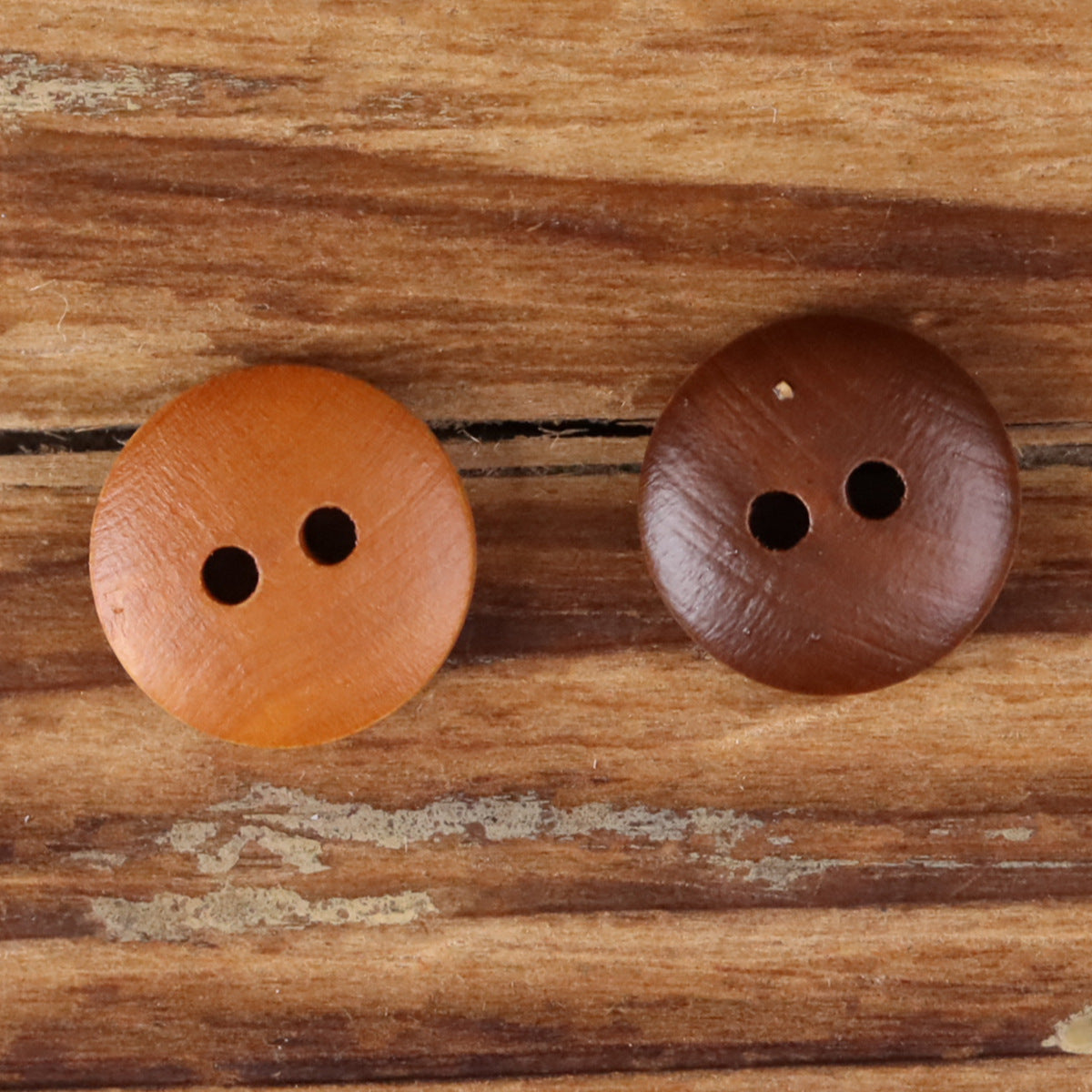 Brown Natural Wood Bowl-Shape 2-Hole Buttons – Set of 30