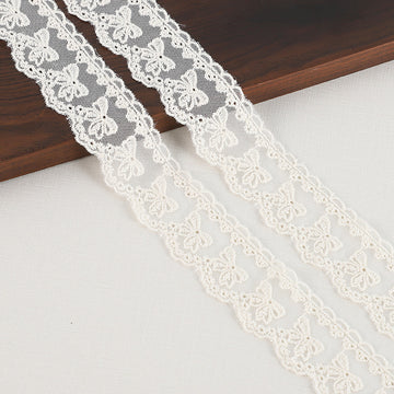 45mm Cotton Net Lace Trim with Embroidered Details 16 Yards