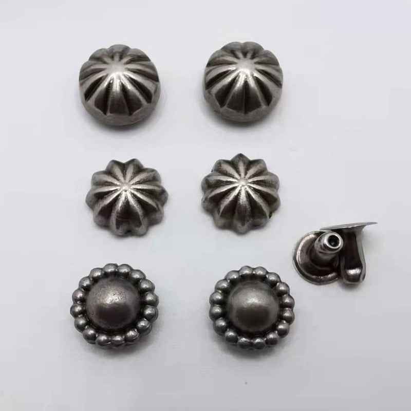 9MM Vintage Pumpkin Studs Antique Silver Rivets for Bags Shoes 30 Pack
