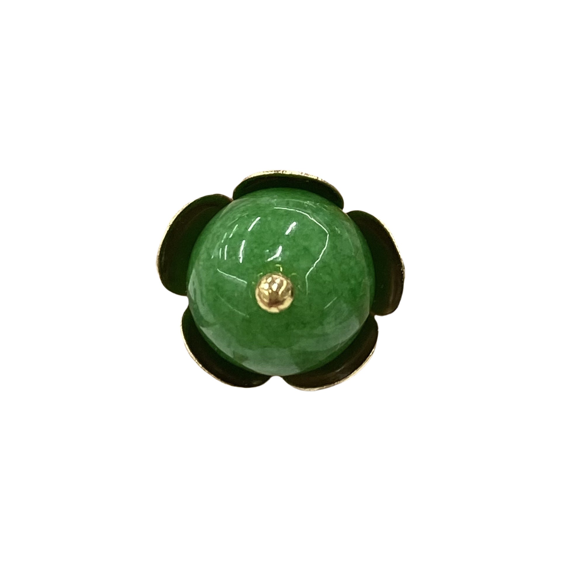 12mm Bottoni in Metallo con Base Floreale in Giada Verde Cinese Qipao 20pz