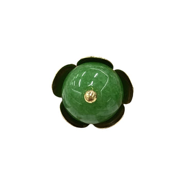12mm Bottoni in Metallo con Base Floreale in Giada Verde Cinese Qipao 20pz