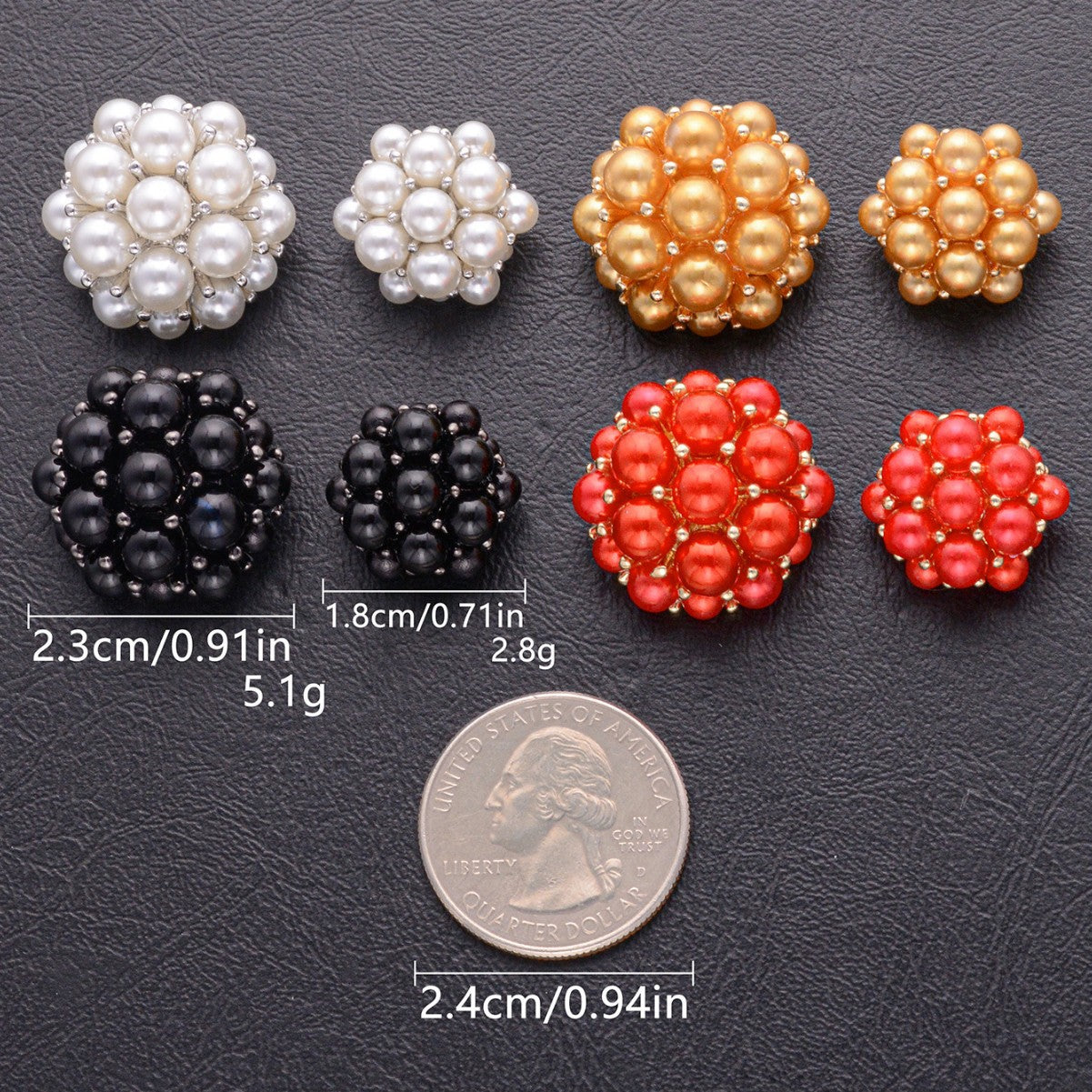 Floral 3D Pearl Hand-Sewing Decorative Metal Buttons 10 Pack