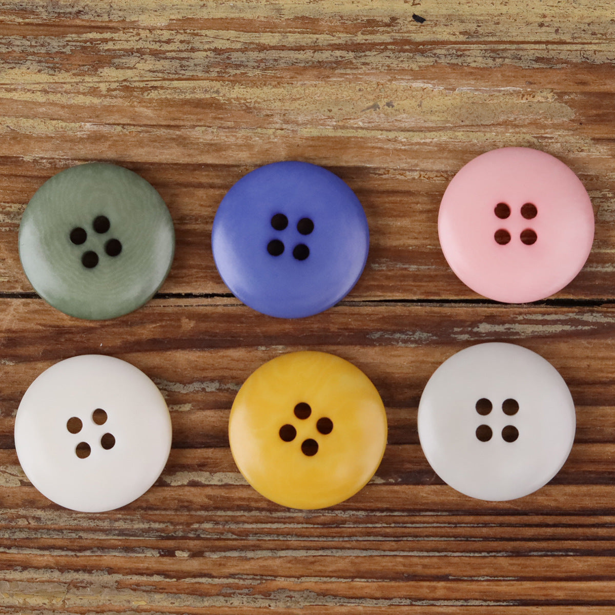 Colorful Natural Nut Round 4-Hole Matte Frosted Buttons – Set of 20