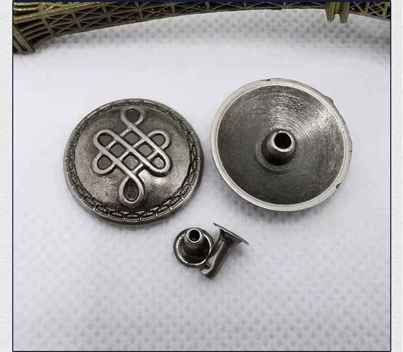 Round Alloy Cross Rivets Antique Silver Gothic Punk Studs 30 Pack