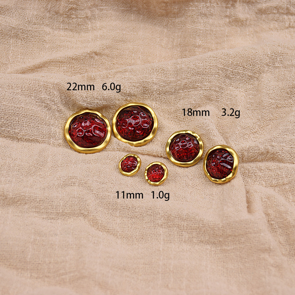 11/18/22mm Retro Gemstone Resin Metal Buttons 12pcs