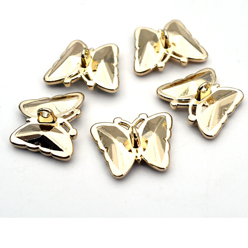 Boutons en métal avec cristal de zircon en verre en forme de papillon pour tops 10pcs