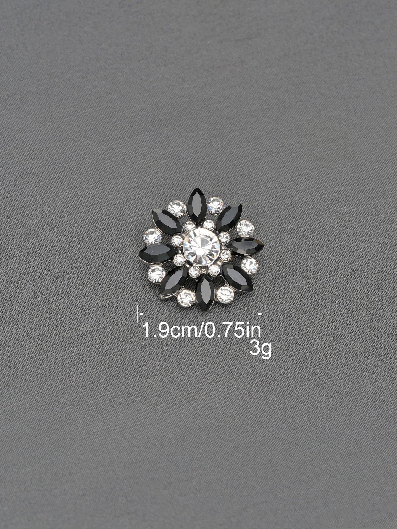 Crystal Flower Rhinestone Zinc Alloy + Glass Shank Buttons 6 Pack