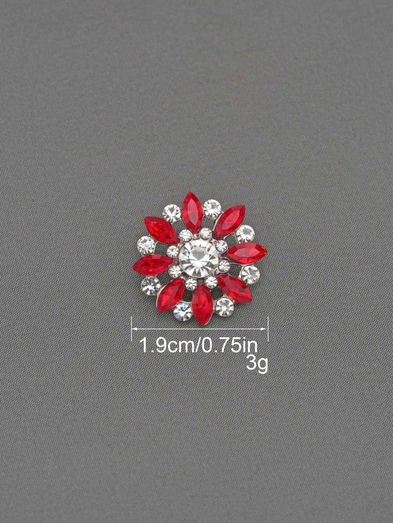 Crystal Flower Rhinestone Zinc Alloy + Glass Shank Buttons 6 Pack