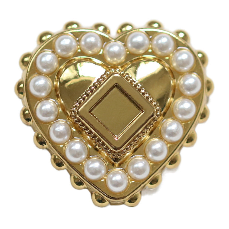 18/23MM Tea Gold Heart Pearl Alloy Shank Bottoni Vintage per Cappotto 20pz