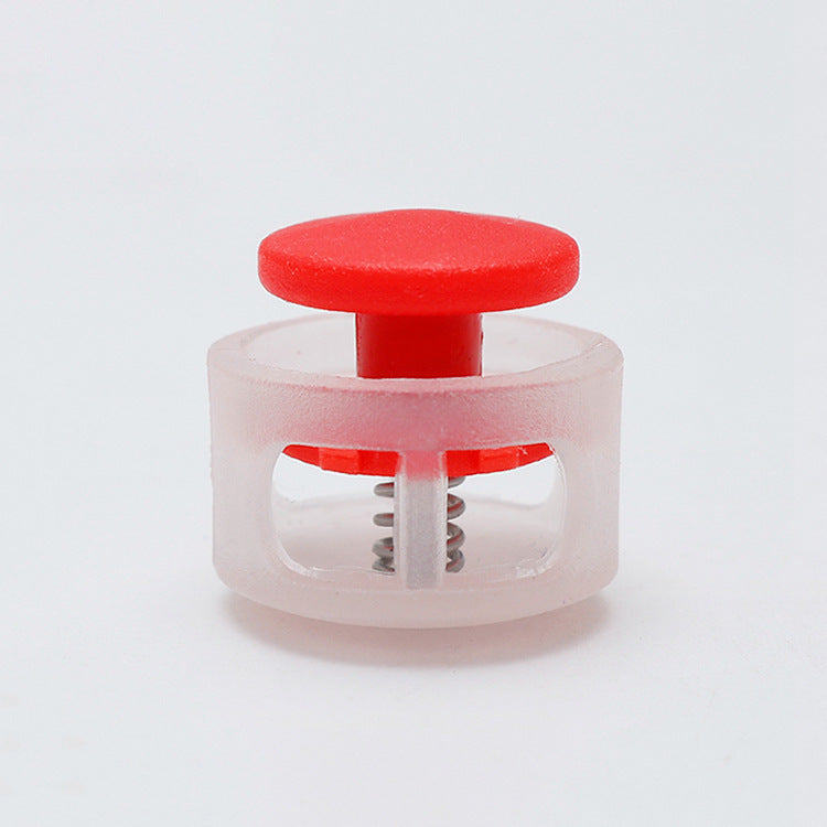 17mm plastic cord lock spring stopper with red button on clear housing